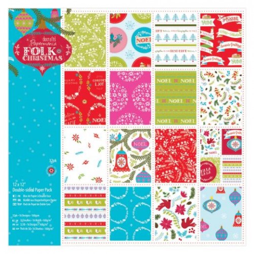Дизайнерско блокче 12" х 12" - Folk Christmas Paper Pack - 12 x 12 Inches